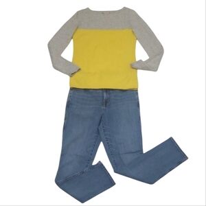 Banana Republic Sweater Crewneck Cashmere Cardigan Colorblock Long Sleeve Top